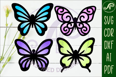 Butterfly two layer laser cut outs SVG file d7 SVG APInspireddesigns 