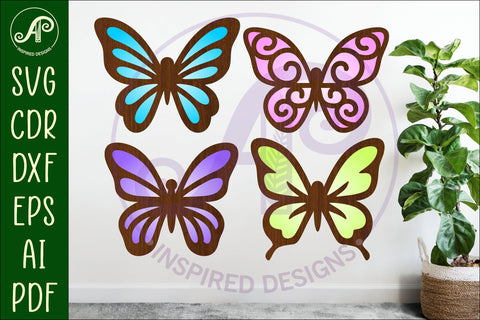 Butterfly two layer laser cut outs SVG file d7 SVG APInspireddesigns 