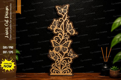 Butterfly Vertical Border Laser Cut Svg Design SVG Regulrcrative 