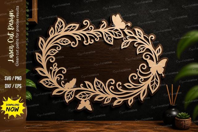 Butterfly Vine Frame Laser Cut SVG Regulrcrative 