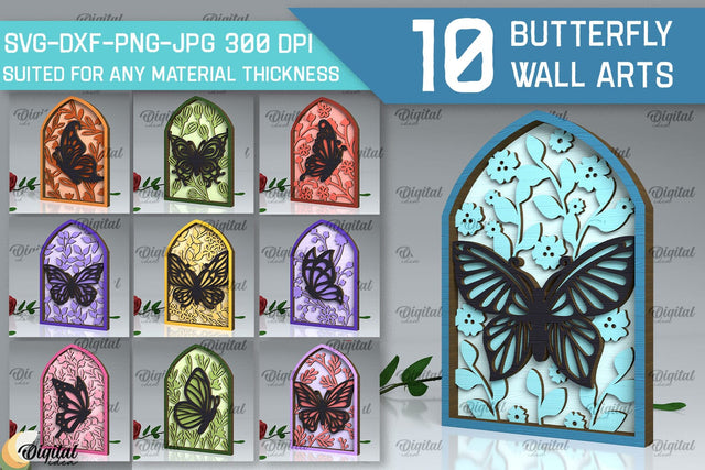 Butterfly Wall Art Laser Cut Bundle. Butterfly Wall Decor SVG SVG Evgenyia Guschina 