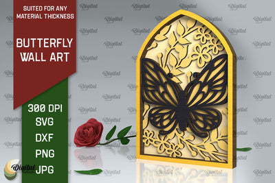 Butterfly Wall Art LaserCut Design. Butterfly Wall Decor SVG SVG Evgenyia Guschina 