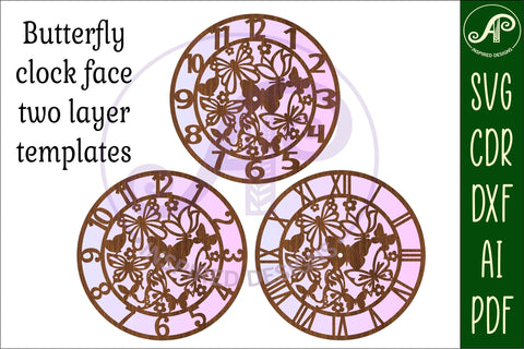 Butterfly wall clock laser cut files, SVG file. vector SVG APInspireddesigns 