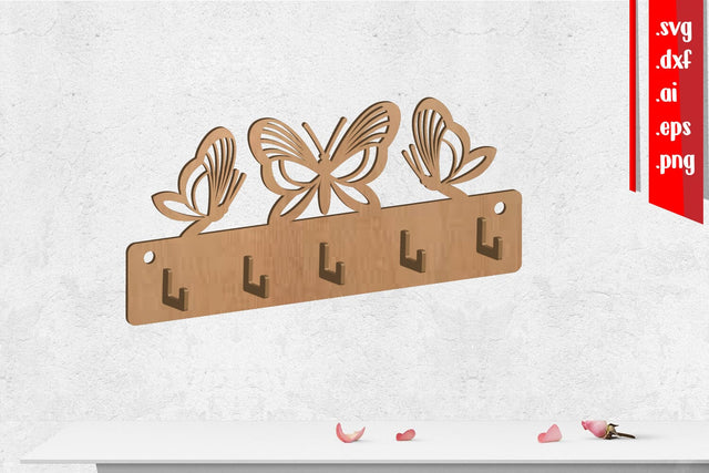 Butterfly Wall Hanger, wall clothes hanger, Wooden Key Holder, Coat Rack SVG zafrans studio 