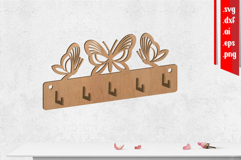 Butterfly Wall Hanger, wall clothes hanger, Wooden Key Holder, Coat Rack SVG zafrans studio 