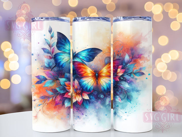 Butterfly Watercolor 20oz Tumbler Wrap Sublimation Design, Straight Tapered Tumbler Wrap, Nature Animal Tumbler Png, Instant Digital Download Sublimation SvggirlplusArt 