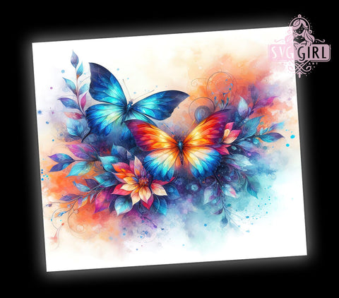 Butterfly Watercolor 20oz Tumbler Wrap Sublimation Design, Straight Tapered Tumbler Wrap, Nature Animal Tumbler Png, Instant Digital Download Sublimation SvggirlplusArt 