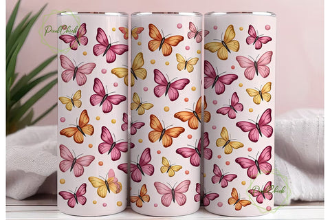 Butterfly Watercolor 20oz Tumbler Wrap Sublimation PixelChick 