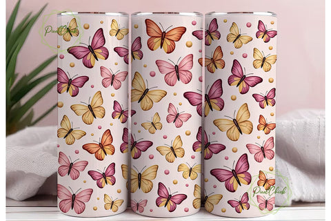 Butterfly Watercolor 20oz Tumbler Wrap Sublimation PixelChick 