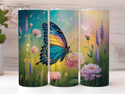 Butterfly Wildflower Tumbler, Wildflowers Pattern, Nature Theme, Whimsical Style, Floral Print, 20Oz Tumbler, Sublimation Wrap Sublimation Lara' s Designs 