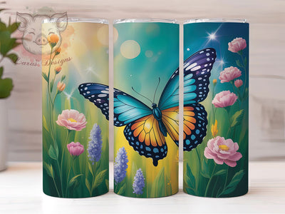 Butterfly Wildflower Tumbler, Wildflowers Pattern, Nature Theme, Whimsical Style, Floral Print, 20Oz Tumbler, Sublimation Wrap Sublimation Lara' s Designs 