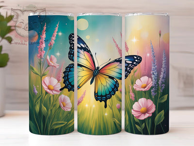 Butterfly Wildflower Tumbler, Wildflowers Pattern, Nature Theme, Whimsical Style, Floral Print, 20Oz Tumbler, Sublimation Wrap Sublimation Lara' s Designs 