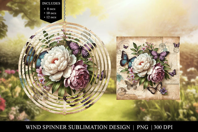 Butterfly Wind Spinner PNG Design, Sublimation Background Sublimation BijouBay 