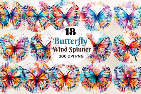 Butterfly Wind Spinner Sublimation Designs Bundle Sublimation Regulrcrative 