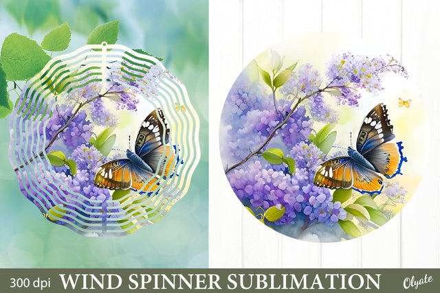 Butterfly Wind Spinner Sublimation. Spring Wind Spinner PNG Sublimation Olga Terlyanskaya 