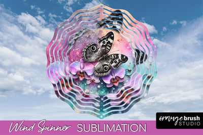 Butterfly Wind Spinner - Summer Flowers Spinner Sublimation Sublimation OrangeBrushStudio 