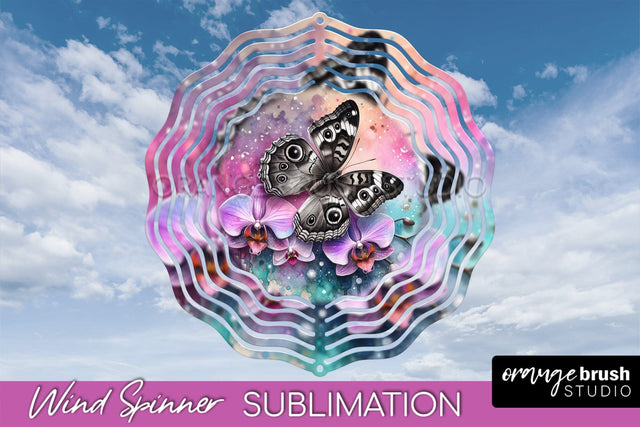Butterfly Wind Spinner - Summer Flowers Spinner Sublimation Sublimation OrangeBrushStudio 