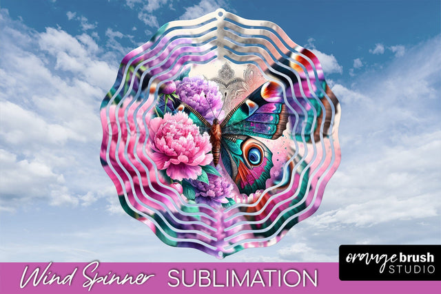 Butterfly Wind Spinner - Summer Flowers Spinner Sublimation Sublimation OrangeBrushStudio 