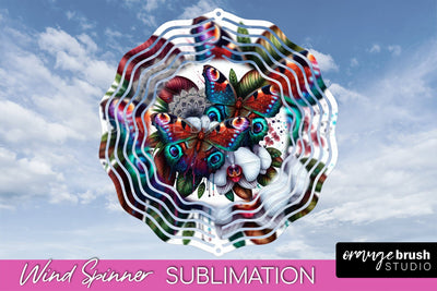 Butterfly Wind Spinner - Summer Flowers Spinner Sublimation Sublimation OrangeBrushStudio 