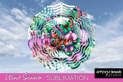 Butterfly Wind Spinner - Summer Flowers Spinner Sublimation Sublimation OrangeBrushStudio 