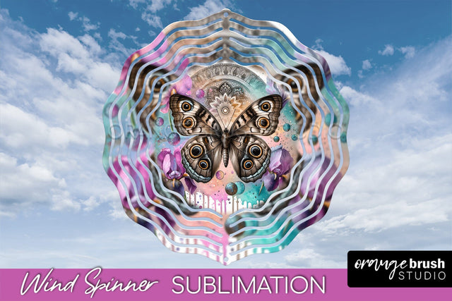 Butterfly Wind Spinner - Summer Flowers Spinner Sublimation Sublimation OrangeBrushStudio 