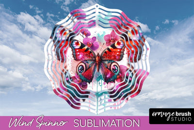 Butterfly Wind Spinner - Summer Flowers Spinner Sublimation Sublimation OrangeBrushStudio 
