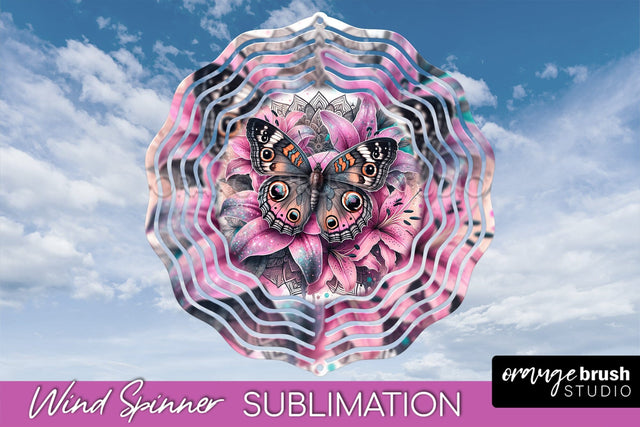 Butterfly Wind Spinner - Summer Flowers Spinner Sublimation Sublimation OrangeBrushStudio 