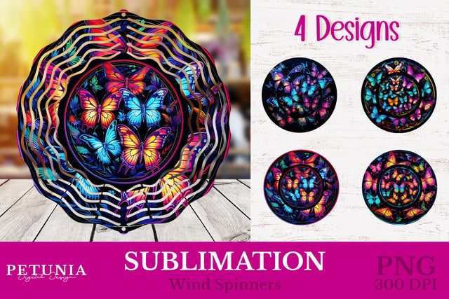 Butterfly Wind Spinner | Wind Spinner Sublimation Design Sublimation Petunia Digital Design 