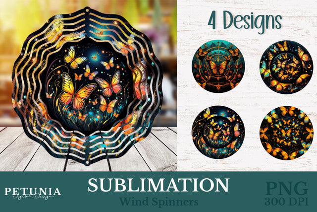 Butterfly Wind Spinner | Wind Spinner Sublimation Design Sublimation Petunia Digital Design 