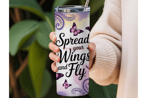 Butterfly Wings Tumbler Wrap PNG Sublimation DesignSVG 