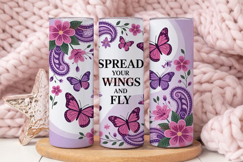 Butterfly Wings Tumbler Wrap PNG Sublimation DesignSVG 