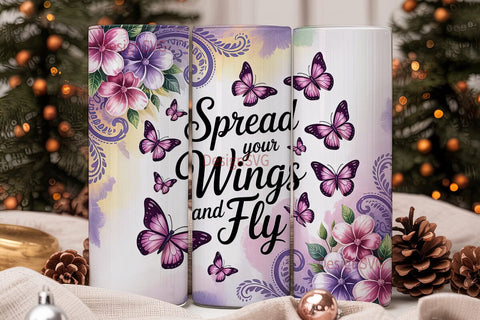 Butterfly Wings Tumbler Wrap PNG Sublimation DesignSVG 