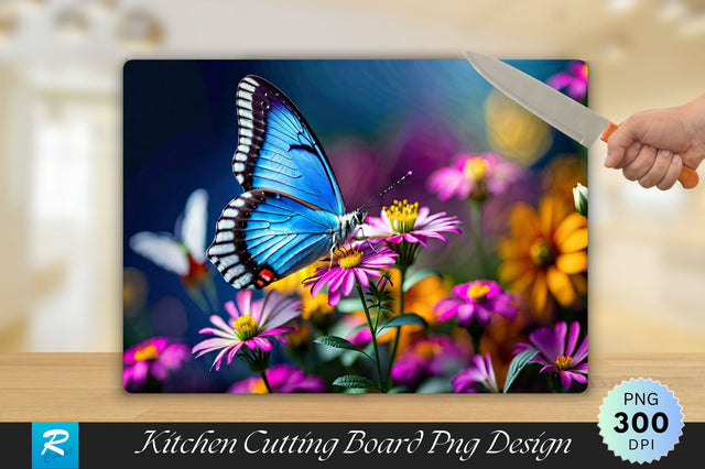 Butterfly With Flowers Cutting Board Sublimation Regulrcrative 