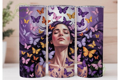 Butterfly Woman 20oz Tumbler Wrap Sublimation PixelChick 