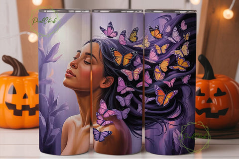 Butterfly Woman 20oz Tumbler Wrap Sublimation PixelChick 