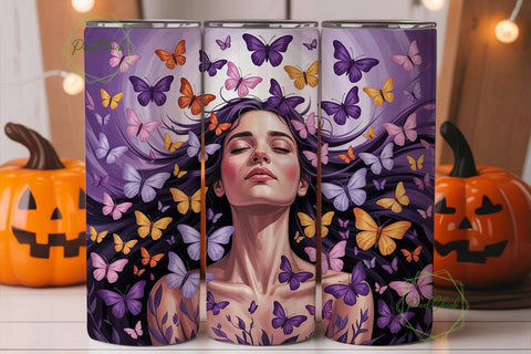 Butterfly Woman 20oz Tumbler Wrap Sublimation PixelChick 