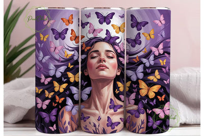 Butterfly Woman 20oz Tumbler Wrap Sublimation PixelChick 