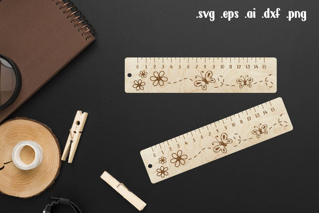 Butterfly Wooden Ruler Laser Engraving, Back to School Gift SVG zafrans studio 
