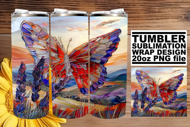 Butterfly Wrap 3D Spring Tumbler Sublimation afrosvg 
