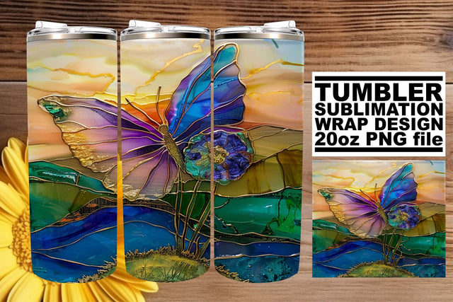 Butterfly Wrap 3D Tumbler Spring Sublimation afrosvg 