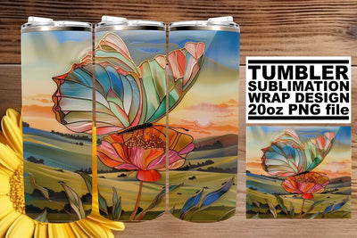 Butterfly Wrap Spring 3D Tumbler Sublimation afrosvg 