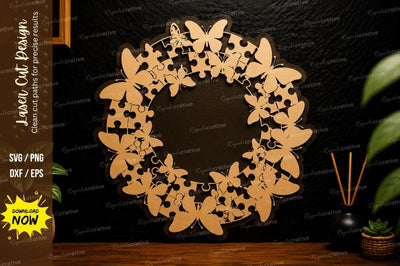 Butterfly Wreath Laser Cut Svg Design SVG Regulrcrative 