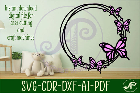 Butterfly wreath wall art sign, SVG file. vector file SVG APInspireddesigns 