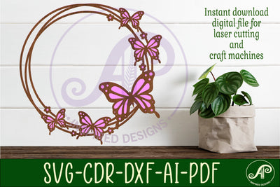 Butterfly wreath wall art sign, SVG file. vector file SVG APInspireddesigns 