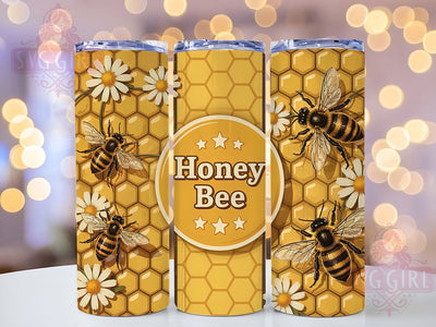 Buzzing Bee Lover Tumbler Wrap, Honeycomb Pattern, Bumble Bee Design, Garden Theme Gift, Yellow Bee Art, Nature Lover Present, Bee Keeper Gift Sublimation SvggirlplusArt 
