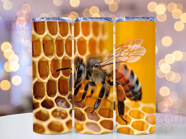Buzzing & Bold 3D Bee Tumbler, Honeycomb Sublimation Design, Realistic Bee Tumbler, Beekeeper Gift Idea, Honey Bee Template, Nature Lover Tumbler, DIY Beehive Design Sublimation SvggirlplusArt 