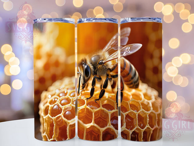 Buzzing & Bold 3D Bee Tumbler, Honeycomb Sublimation Design, Realistic Bee Tumbler, Beekeeper Gift Idea, Honey Bee Template, Nature Lover Tumbler, DIY Beehive Design Sublimation SvggirlplusArt 