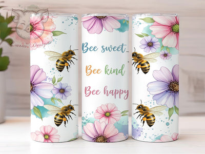 Buzzing Positivity Bee Lover Tumbler, Positive Quote Tumbler, Floral Bee Design, Inspirational Drinkware, Bee Happy Tumbler, Save The Bees Gift, Motivational Quote Wrap Sublimation Lara' s Designs 