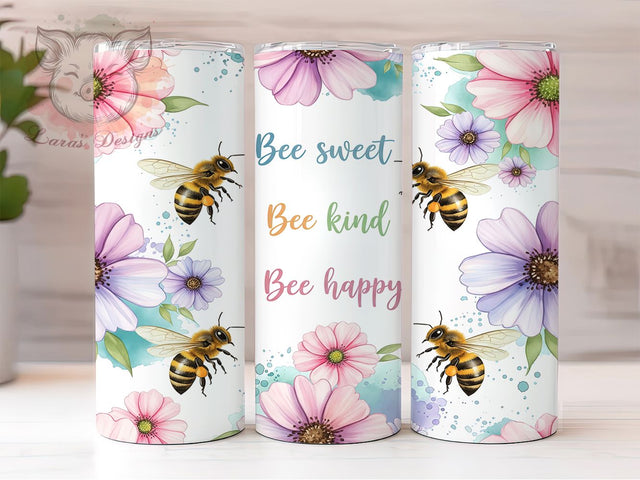 Buzzing Positivity Bee Lover Tumbler, Positive Quote Tumbler, Floral Bee Design, Inspirational Drinkware, Bee Happy Tumbler, Save The Bees Gift, Motivational Quote Wrap Sublimation Lara' s Designs 