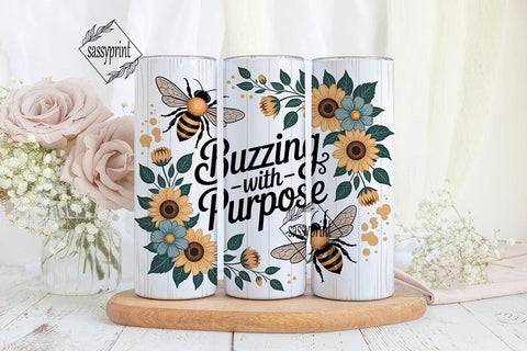 Buzzing With Purpose 20oz Tumbler Wrap Sublimation sassyprint 
